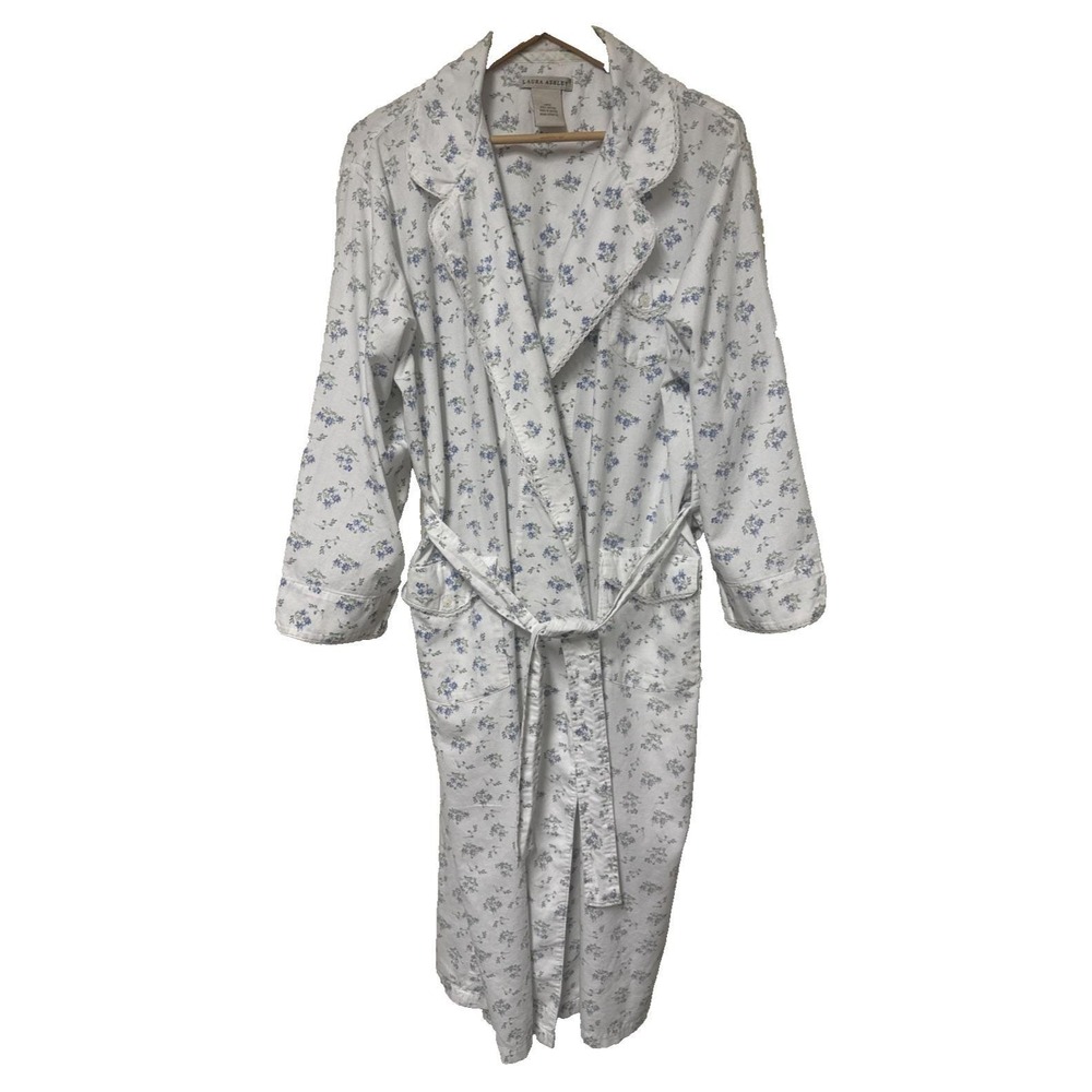Vintage Laura Ashley Robe Cotton Floral Cottage Prairie Lightweight Large Shabby